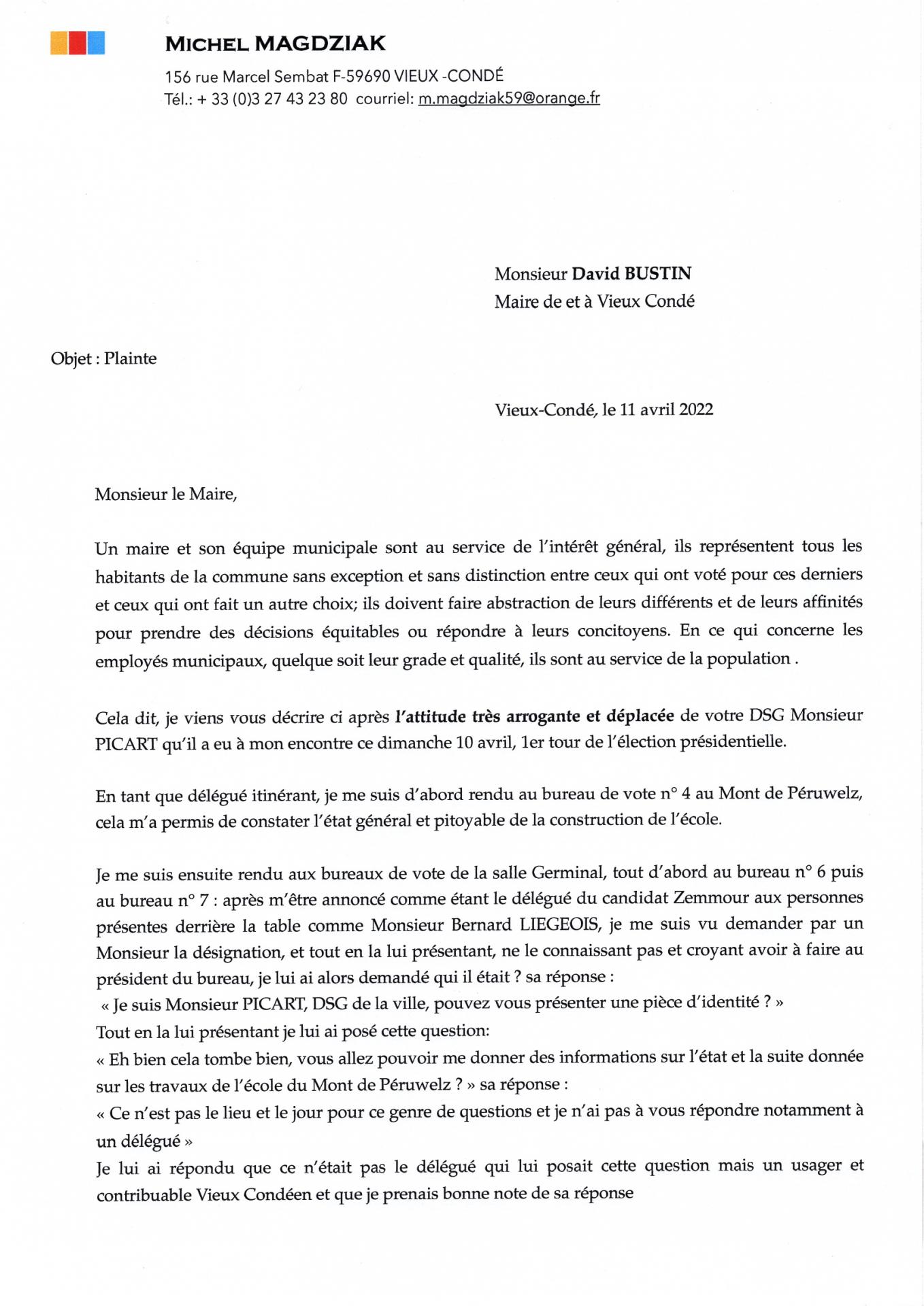 Lettre au maire